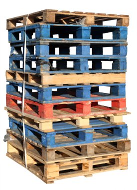 Stack of wooden pallets isolated. clipart