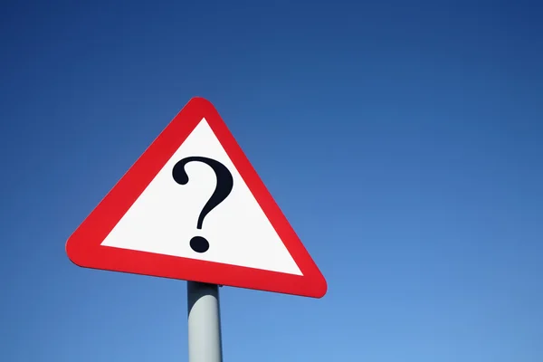 Question mark on a road sign. — Stock Photo, Image
