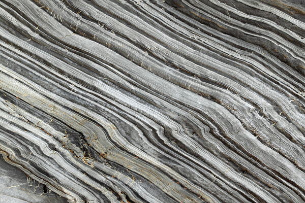 Natural striped rock in Porthleven.