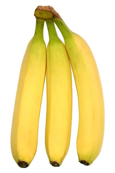 Három banán, elszigetelt. — Stock Fotó