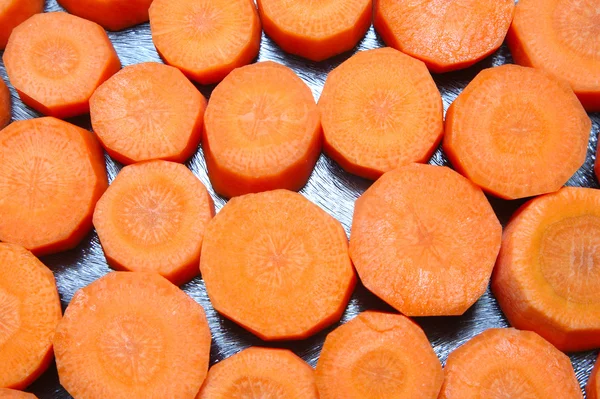 Fette di carota tritate . — Foto Stock