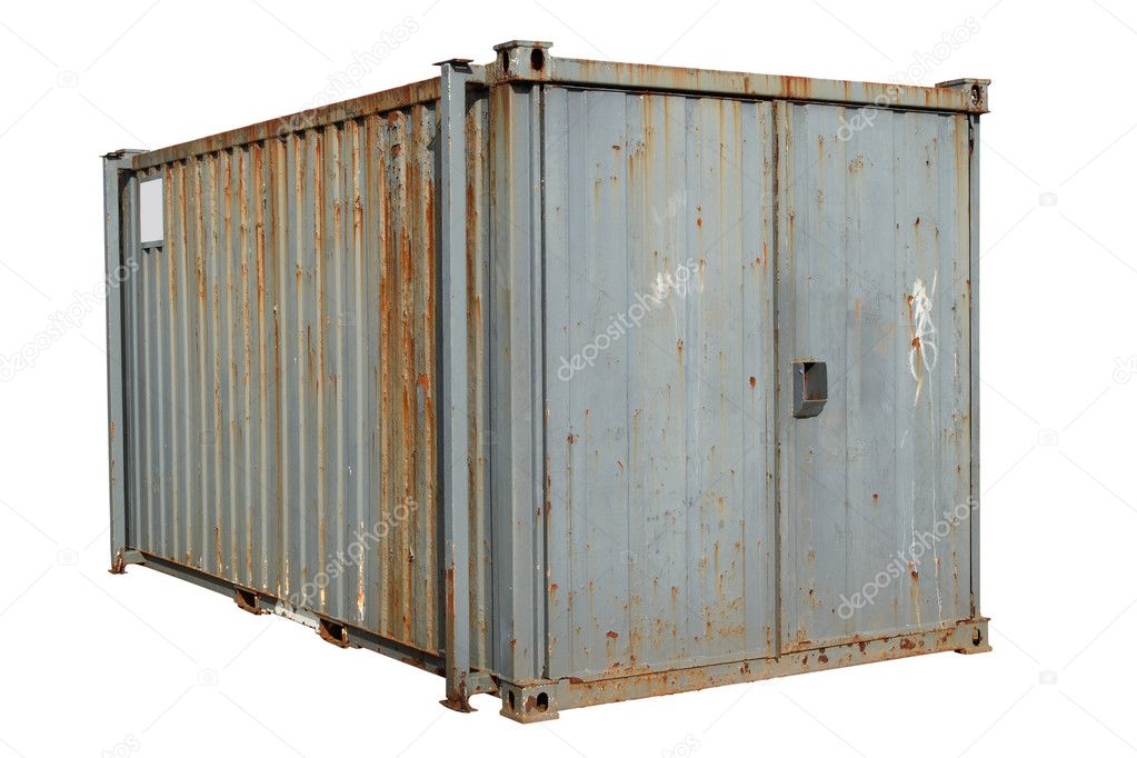 A freight container, isolated.