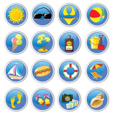 Beach icons clipart