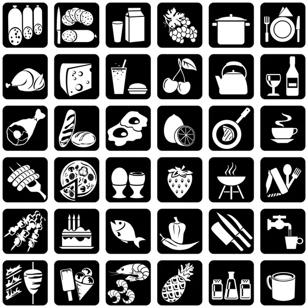 Иконы с едой Лицензионные Стоковые Иллюстрации