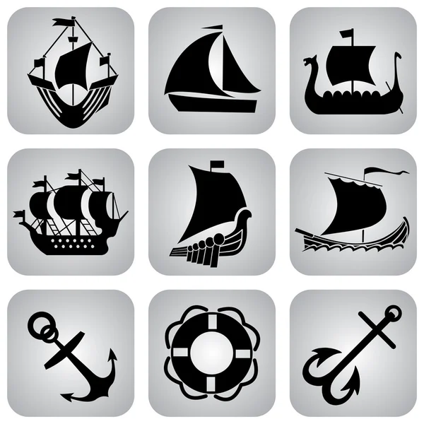 Кораблі іконки — стоковий вектор