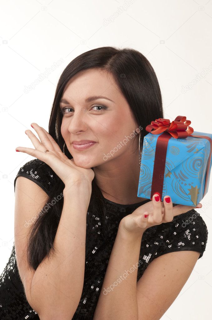 The beautiful girl with a present