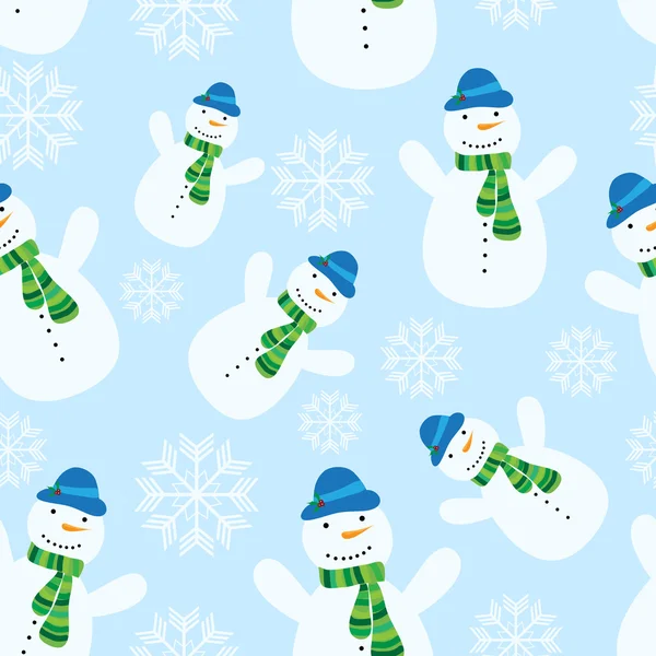 Modèle sans couture avec bonhomme de neige — Image vectorielle