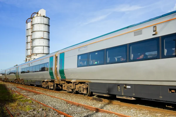 Train in and fuel tanks — Stock Photo, Image