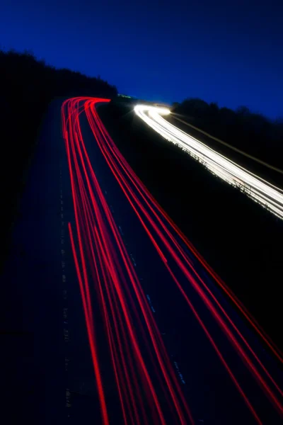 Carro luzes trilhas — Fotografia de Stock