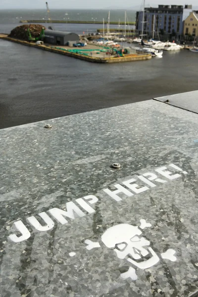 Jump here sign — Stock Photo, Image