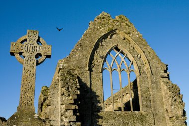 Stone cross and Athenry Friary details clipart