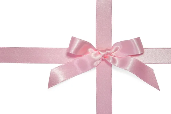 Pink cross ribbon with bow — Stock Photo, Image
