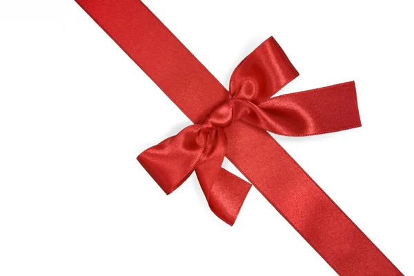 Red diagonal ribbon with bow — Stock Photo, Image