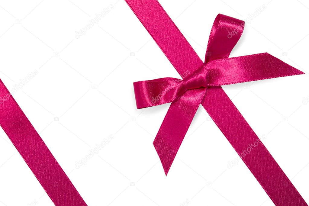 Purple diagonal ribbon with bow
