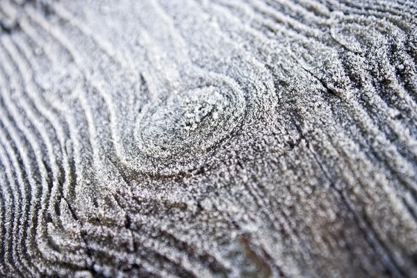 Alter holziger Hintergrund vom Frost bedeckt — Stockfoto