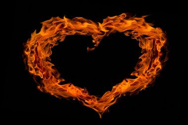 Heart shape fire flame, isolated clipart