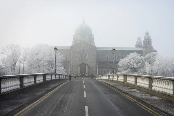 Galway Cathedral vanishing in winter fog — Stock Photo, Image