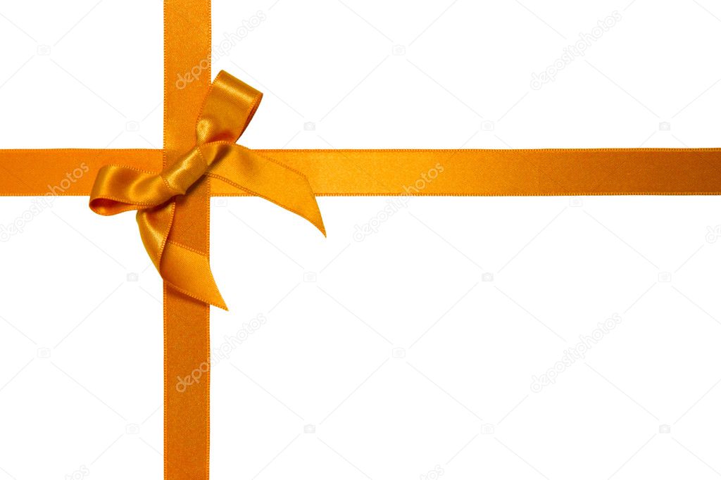 Golden cross ribbon with bow isolated