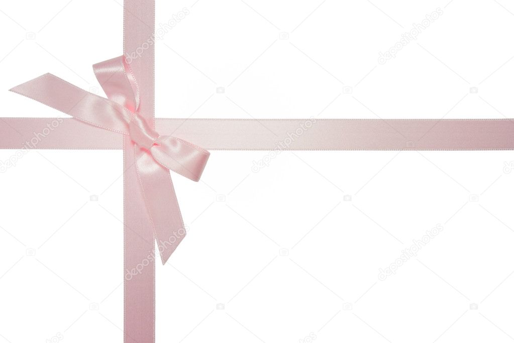 Pink cross ribbon with bow isolated