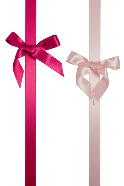 Pink and purple line ribbons with bow isolated — Stock Photo, Image
