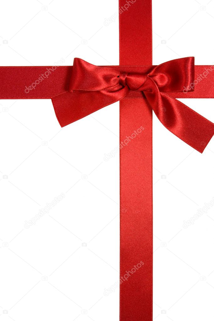Red cross vertical ribbon with bow isolated