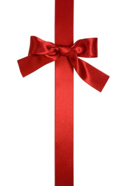 Red vertical ribbon with bow isolated clipart