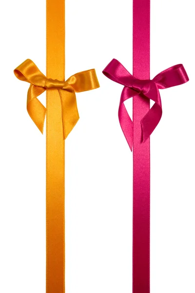 Purple and golden ribbons with bow — Stock Photo, Image