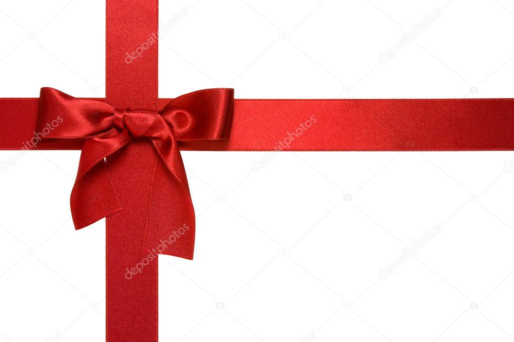 Red cross ribbon with bow isolated