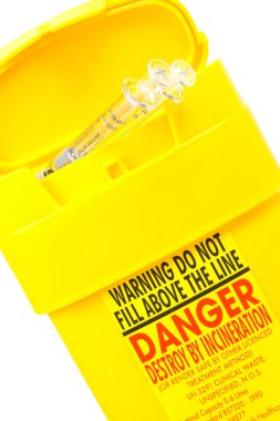 Yellow container for used syringes clipart