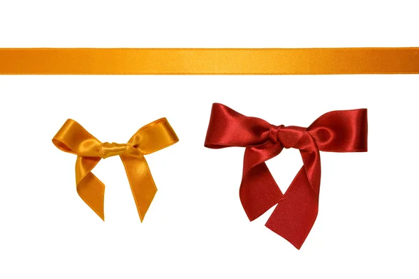 Golden and red ribbon with bow isolated — Stock Photo, Image