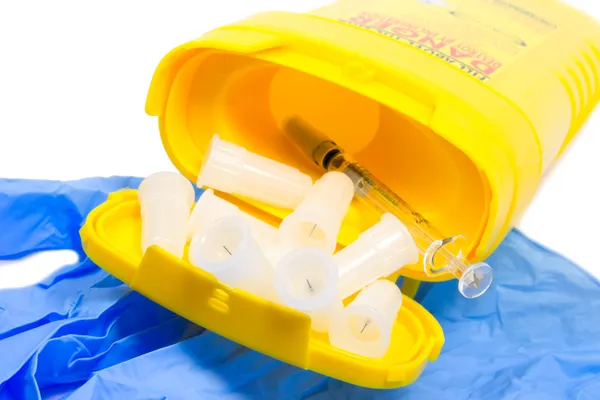 Container for used syringes — Stock Photo, Image