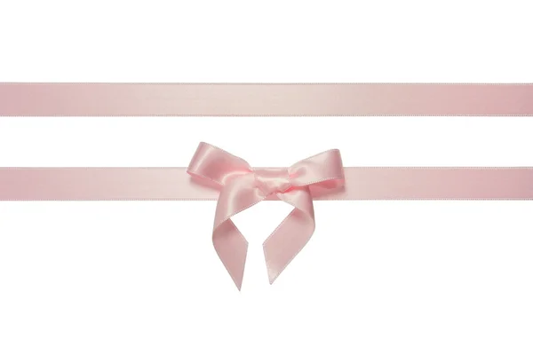 Pink horizontal ribbon with bow isolated — Stock Photo, Image