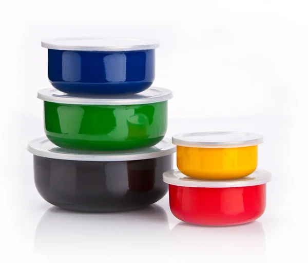 Envases de plástico de colores — Foto de Stock