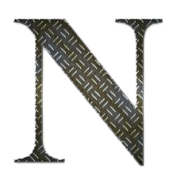 Simbolo alfabeto metallico - N — Foto Stock