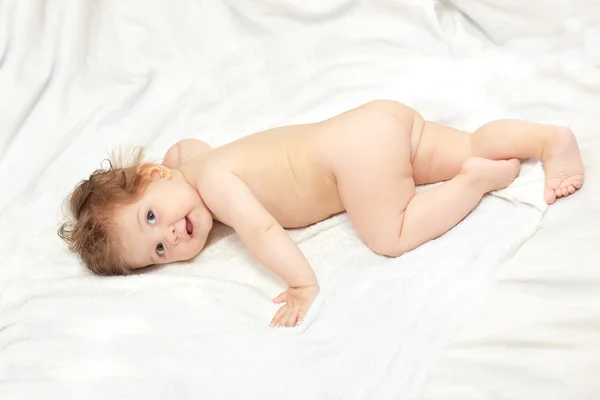 Baby in bed — Stock Photo, Image