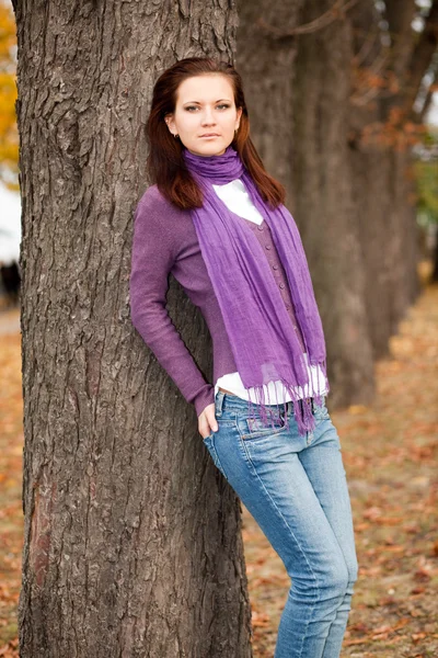 Woman in autumn park Stock Image