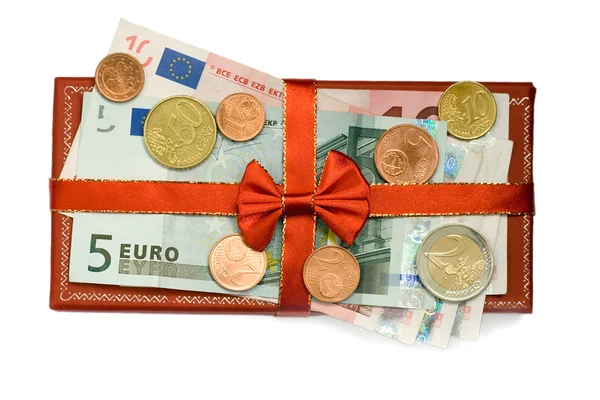 Moneda en euros con billete de dólar usd —  Fotos de Stock