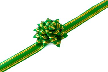 Gift ribbon and green bow clipart