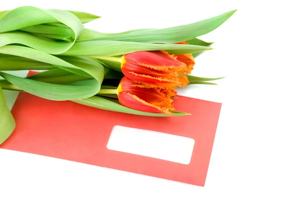 Flowers on envelope — Stock Photo, Image
