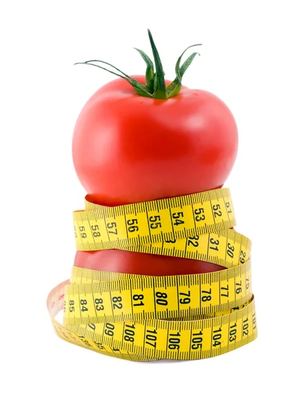 Domates ve ölçüm bandı diyet kavramı — Stok fotoğraf