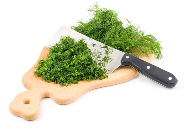 Chopping dill herb — Stock Photo, Image