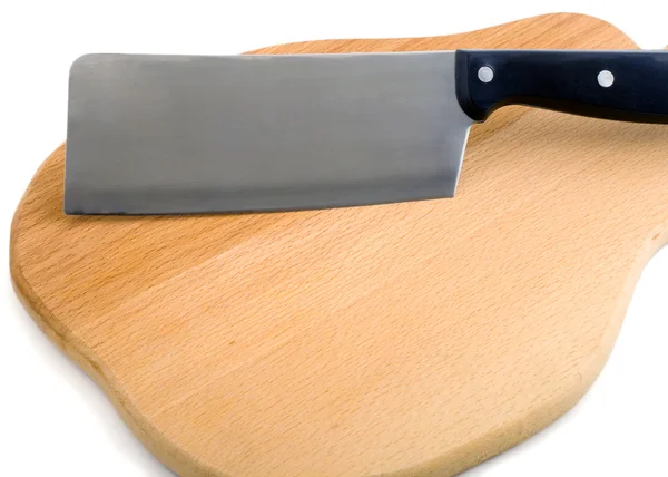 Cutting board and cleaver — Stock Photo, Image