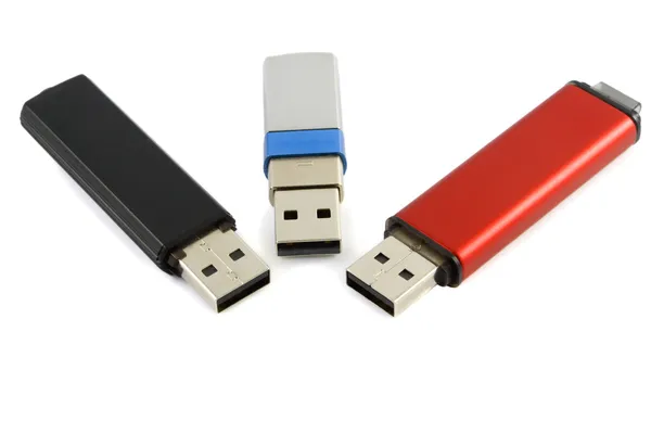 USB birden parlamak yuvarlak yüzey — Stok fotoğraf