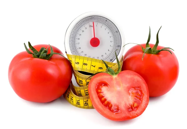 Tomate e fita métrica — Fotografia de Stock