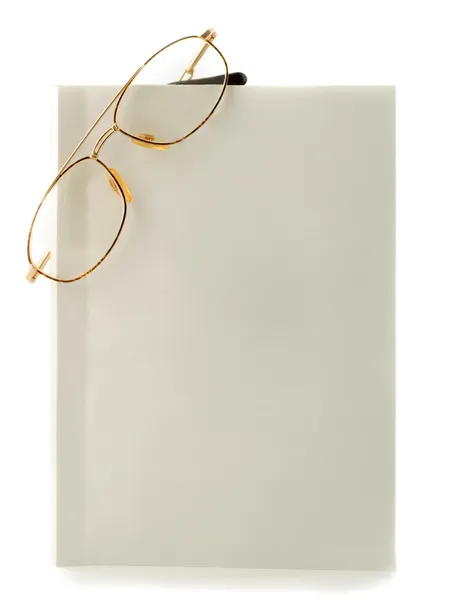 Blank white book spectacles — Stock Photo, Image