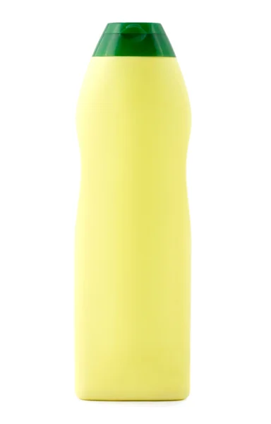 Чистая желтая пластиковая бутылка — стоковое фото