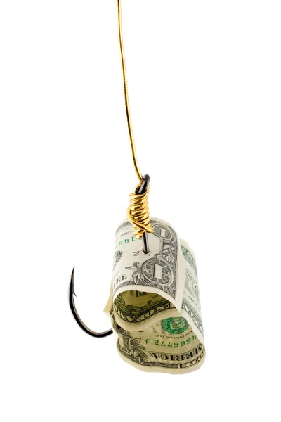 Dollar bait in hook — Stock Photo, Image