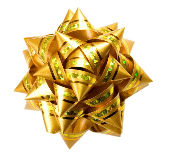 Gift golden bow isolated on white backg — Stock Photo, Image