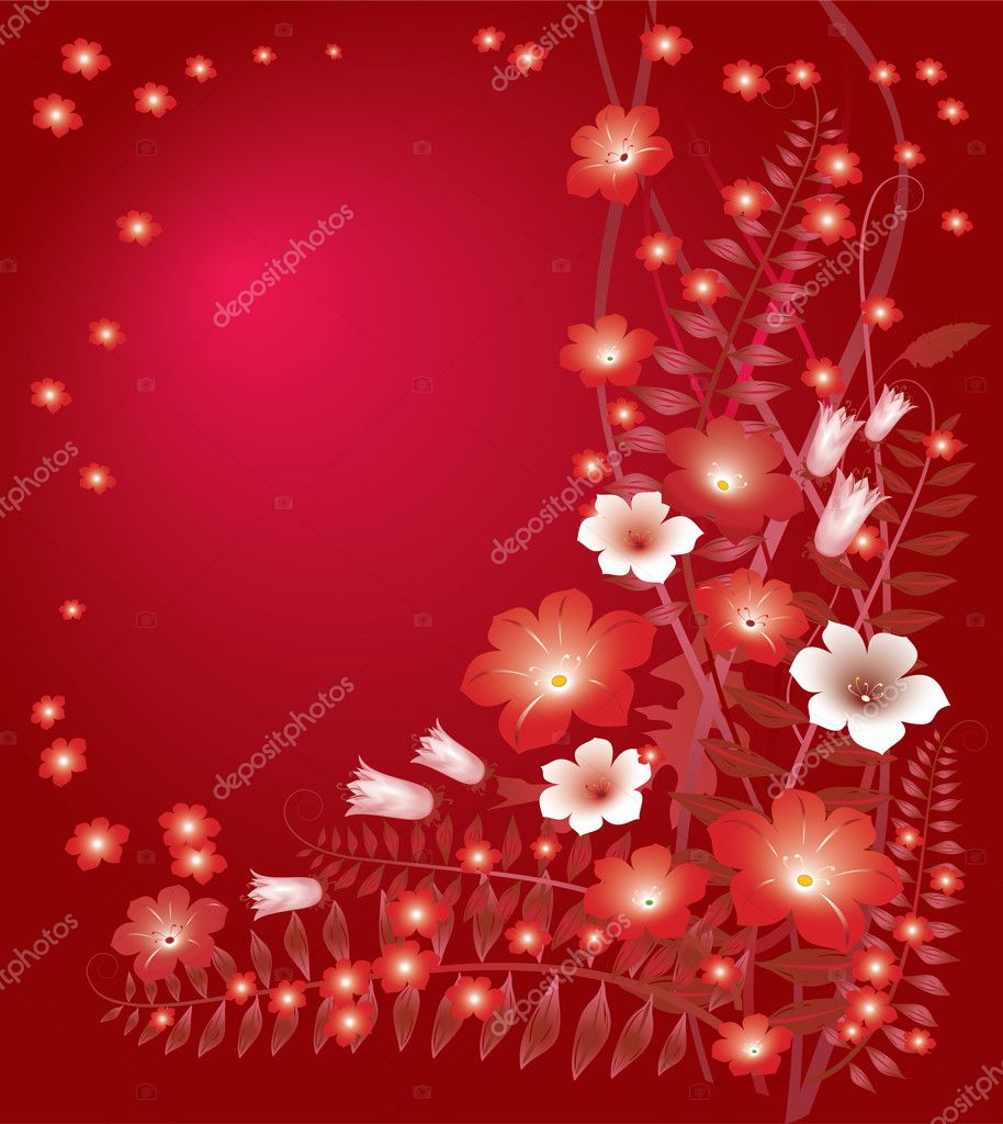Delicate floral red background — Stock Vector © Photon 2512975