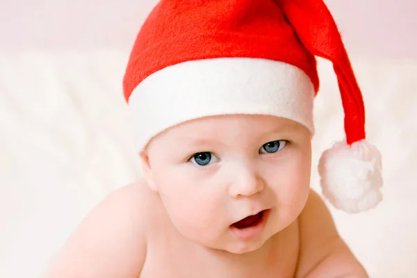 Baby in christmas hat — Stock Photo, Image